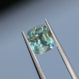 1.53CT ELONGATED CUSHION MADAGASCAR SAPPHIRE, LIGHT SEAFOAM TEAL AND YELLOW, UNTREATED, 7.3X5.8X4.1MM