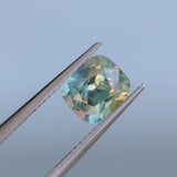 1.53CT ELONGATED CUSHION MADAGASCAR SAPPHIRE, LIGHT SEAFOAM TEAL AND YELLOW, UNTREATED, 7.3X5.8X4.1MM