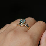 2.25ct Radiant Cut Madagascar Sapphire Low Profile Six Prong Split Shank Solitaire in 14k Yellow Gold