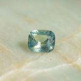 1.53CT ELONGATED CUSHION MADAGASCAR SAPPHIRE, LIGHT SEAFOAM TEAL AND YELLOW, UNTREATED, 7.3X5.8X4.1MM