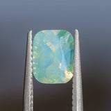 1.59CT ELONGATED CUSHION MADAGASCAR SAPPHIRE, OPALESCENT LIGHT TEAL SEAFOAM WITH DARK GREEN, 7X6.1X4.2MM
