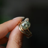 2.57ct Precision Cushion Cut Green Montana Sapphire Scallop Cup Solitaire in 18k Yellow Gold