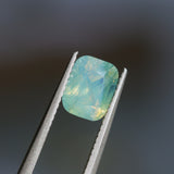 1.59CT ELONGATED CUSHION MADAGASCAR SAPPHIRE, OPALESCENT LIGHT TEAL SEAFOAM WITH DARK GREEN, 7X6.1X4.2MM