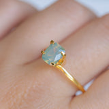 1.59CT ELONGATED CUSHION MADAGASCAR SAPPHIRE, OPALESCENT LIGHT TEAL SEAFOAM WITH DARK GREEN, 7X6.1X4.2MM