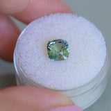 2.08CT CUSHION MADAGASCAR SAPPHIRE, PARTI TEAL YELLOW GOLDEN, UNTREATED, 7.2X6.5X4.8MM