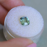 2.08CT CUSHION MADAGASCAR SAPPHIRE, PARTI TEAL YELLOW GOLDEN, UNTREATED, 7.2X6.5X4.8MM