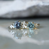 1.47ct Round Untreated Montana Sapphire and Diamond Starry Night Low Profile Solitaire in 14k Yellow Gold