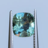 2.08CT CUSHION MADAGASCAR SAPPHIRE, PARTI TEAL YELLOW GOLDEN, UNTREATED, 7.2X6.5X4.8MM