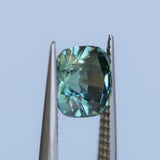 2.08CT CUSHION MADAGASCAR SAPPHIRE, PARTI TEAL YELLOW GOLDEN, UNTREATED, 7.2X6.5X4.8MM