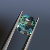 2.08CT CUSHION MADAGASCAR SAPPHIRE, PARTI TEAL YELLOW GOLDEN, UNTREATED, 7.2X6.5X4.8MM
