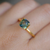 2.08CT CUSHION MADAGASCAR SAPPHIRE, PARTI TEAL YELLOW GOLDEN, UNTREATED, 7.2X6.5X4.8MM