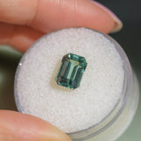 2.26CT MADAGASCAR EMERALD CUT SAPPHIRE, GLASSY GREEN GREY, 8.6X6.2X4.6MM