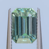 2.26CT MADAGASCAR EMERALD CUT SAPPHIRE, GLASSY GREEN GREY, 8.6X6.2X4.6MM