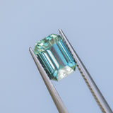 2.26CT MADAGASCAR EMERALD CUT SAPPHIRE, GLASSY GREEN GREY, 8.6X6.2X4.6MM