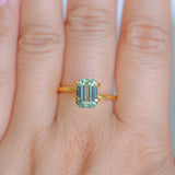 2.26CT MADAGASCAR EMERALD CUT SAPPHIRE, GLASSY GREEN GREY, 8.6X6.2X4.6MM