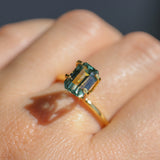 2.26CT MADAGASCAR EMERALD CUT SAPPHIRE, GLASSY GREEN GREY, 8.6X6.2X4.6MM