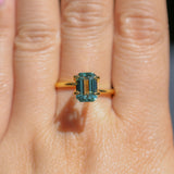 2.26CT MADAGASCAR EMERALD CUT SAPPHIRE, GLASSY GREEN GREY, 8.6X6.2X4.6MM