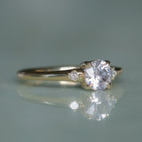 0.78ct Untreated Light Pink Montana Sapphire and Princess Cut Diamond Rapids Low Profile Ring in 14k Yellow Gold