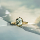 2.57ct Precision Cushion Cut Green Montana Sapphire Scallop Cup Solitaire in 18k Yellow Gold