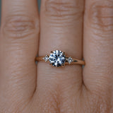 0.98ct Round Color Shifting Untreated Montana Sapphire and Princess Cut Diamond Rapids Low Profile Ring in 14k Yellow Gold