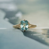 2.25ct Radiant Cut Madagascar Sapphire Low Profile Six Prong Split Shank Solitaire in 14k Yellow Gold