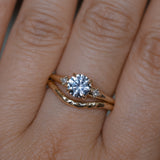 0.98ct Round Color Shifting Untreated Montana Sapphire and Princess Cut Diamond Rapids Low Profile Ring in 14k Yellow Gold