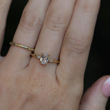 1.01ct GIA Natural Oval Diamond and Princess Cut Diamond Rapids Low Profile Ring in 18k Yellow Gold