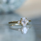 1.01ct GIA Natural Oval Diamond and Princess Cut Diamond Rapids Low Profile Ring in 18k Yellow Gold