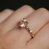 1.79ct Round "Sunset" Montana Sapphire 4 Prong Evergreen Solitaire with Scattered Embedded Diamonds in 14k Yellow Gold- with stone appraisal