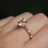 1.79ct Round "Sunset" Montana Sapphire 4 Prong Evergreen Solitaire with Scattered Embedded Diamonds in 14k Yellow Gold- with stone appraisal