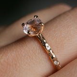 1.79ct Round "Sunset" Montana Sapphire 4 Prong Evergreen Solitaire with Scattered Embedded Diamonds in 14k Yellow Gold- with stone appraisal
