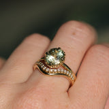 2.57ct Precision Cushion Cut Green Montana Sapphire Scallop Cup Solitaire in 18k Yellow Gold