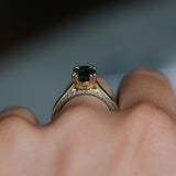 2.03ct Untreated Australian Oval Parti Sapphire Cathedral Double Prong Solitaire in 18k Yellow Gold