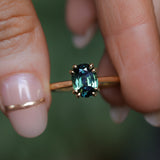2.03ct Untreated Australian Oval Parti Sapphire Cathedral Double Prong Solitaire in 18k Yellow Gold
