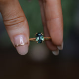 2.03ct Untreated Australian Oval Parti Sapphire Cathedral Double Prong Solitaire in 18k Yellow Gold