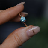 1.13ct Round Precision Blue Montana Sapphire Evergreen Carved 4 Prong Solitaire in 14k Yellow Gold