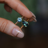1.13ct Round Precision Blue Montana Sapphire Evergreen Carved 4 Prong Solitaire in 14k Yellow Gold