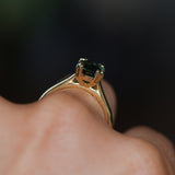 2.03ct Untreated Australian Oval Parti Sapphire Cathedral Double Prong Solitaire in 18k Yellow Gold