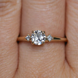 0.52ct Vintage Transitional Cut Diamond and Princess Cut Diamond Rapids Low Profile Ring in 14k Yellow Gold