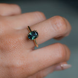 2.03ct Untreated Australian Oval Parti Sapphire Cathedral Double Prong Solitaire in 18k Yellow Gold