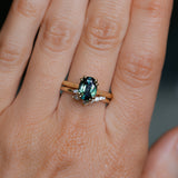 2.03ct Untreated Australian Oval Parti Sapphire Cathedral Double Prong Solitaire in 18k Yellow Gold