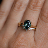 2.03ct Untreated Australian Oval Parti Sapphire Cathedral Double Prong Solitaire in 18k Yellow Gold
