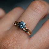 1.13ct Round Precision Blue Montana Sapphire Evergreen Carved 4 Prong Solitaire in 14k Yellow Gold
