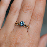1.13ct Round Precision Blue Montana Sapphire Evergreen Carved 4 Prong Solitaire in 14k Yellow Gold