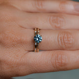 1.13ct Round Precision Blue Montana Sapphire Evergreen Carved 4 Prong Solitaire in 14k Yellow Gold
