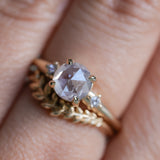 1.33ct Rosecut Grey Diamond and Princess Cut Diamond Rapids Low Profile Ring in 14k Yellow Gold