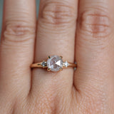 1.33ct Rosecut Grey Diamond and Princess Cut Diamond Rapids Low Profile Ring in 14k Yellow Gold