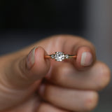 0.52ct Vintage Transitional Cut Diamond and Princess Cut Diamond Rapids Low Profile Ring in 14k Yellow Gold