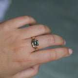 1.65ct Emerald Cut Color Shifting Madagascar Sapphire Prong Set Ripple Contour Solitaire in 14k Yellow Gold