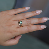 1.65ct Emerald Cut Color Shifting Madagascar Sapphire Prong Set Ripple Contour Solitaire in 14k Yellow Gold